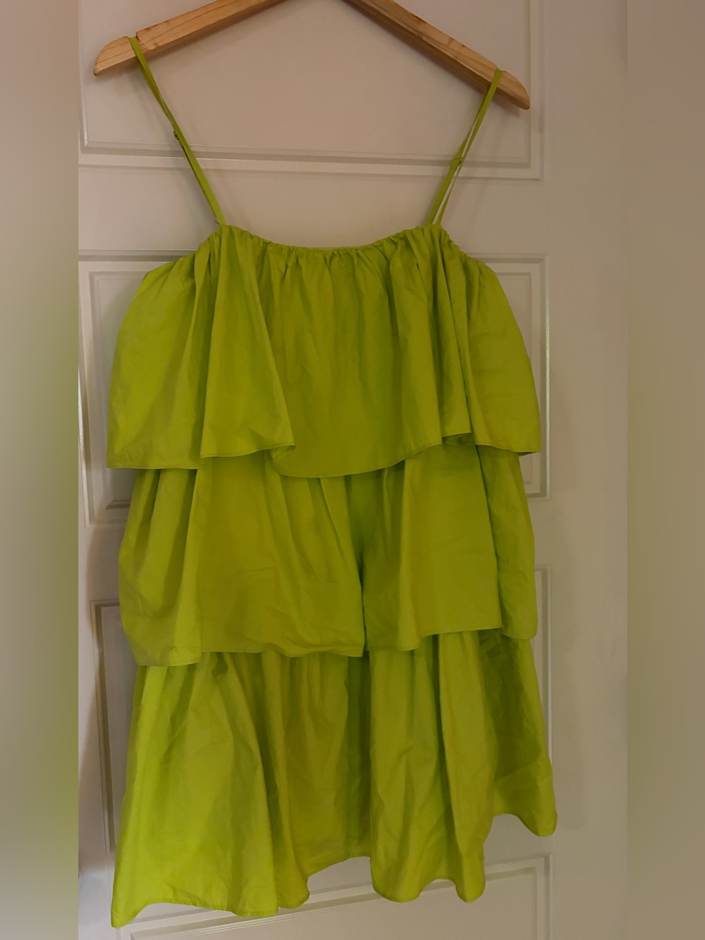 Lime Green Tiered Spaghetti Strap Dress